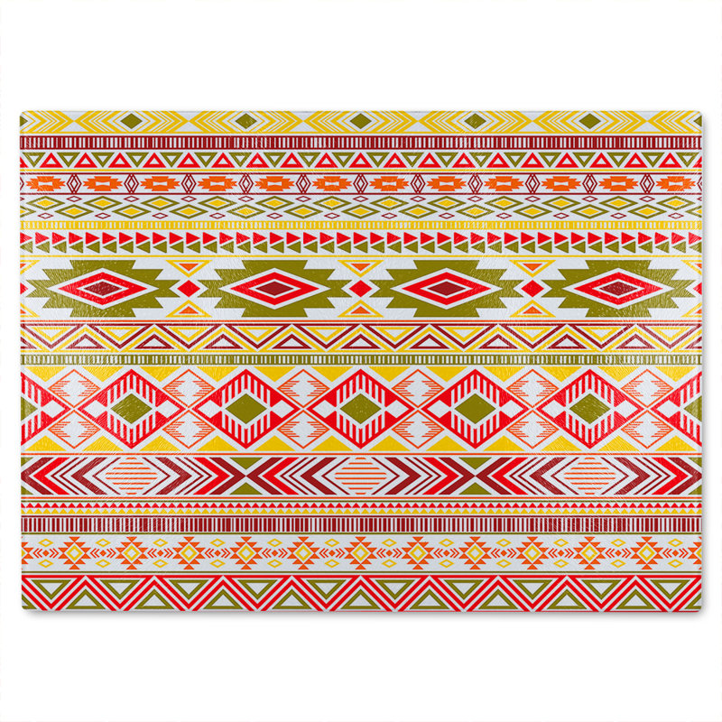Aztec American Indian Pattern Glass Chopping Board, 28cm L x 20cm W