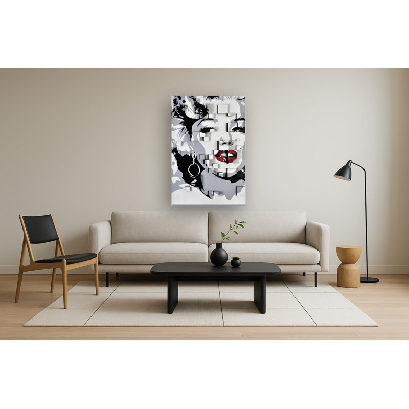 Pop Pop Glam 3D, art mural abstrait sur toile Marilyn - 39 po x 40 po
