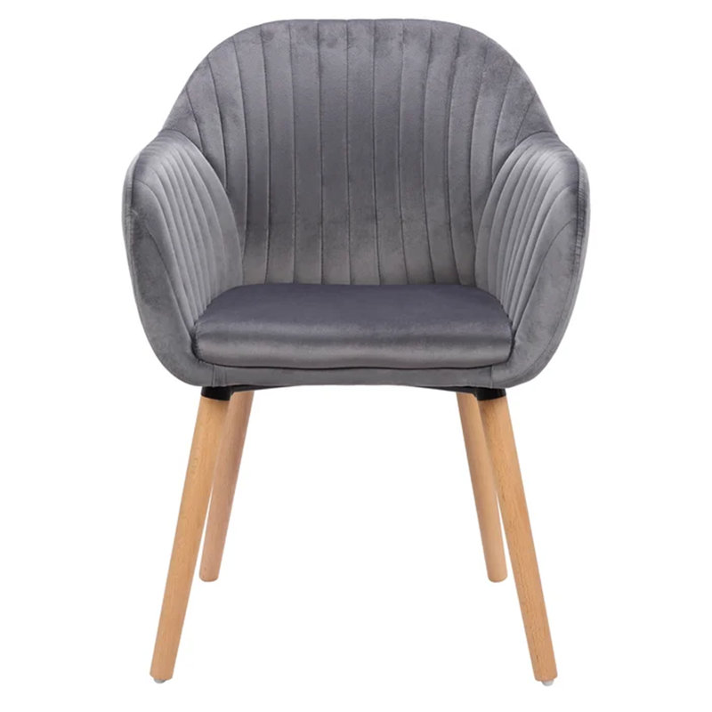 Mirakel 47cm H Velvet Upholstered Armchair, Dark Grey