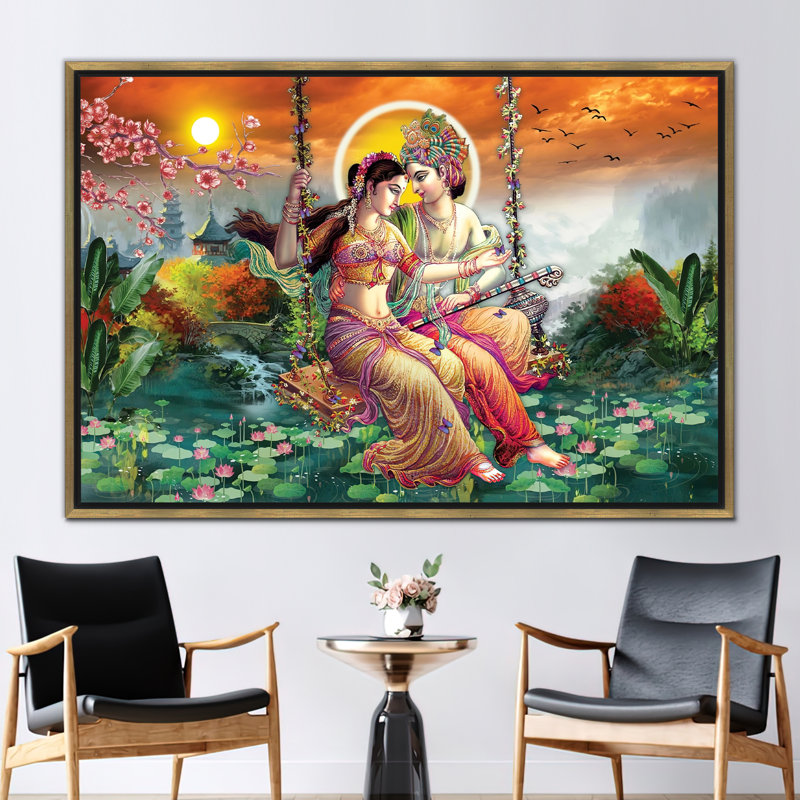 Print on Canvas, 50 cm H x 70 cm W, Framed Print without Mat, Gold