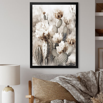 «Cream Desert Cactus - Cactus», art mural encadré