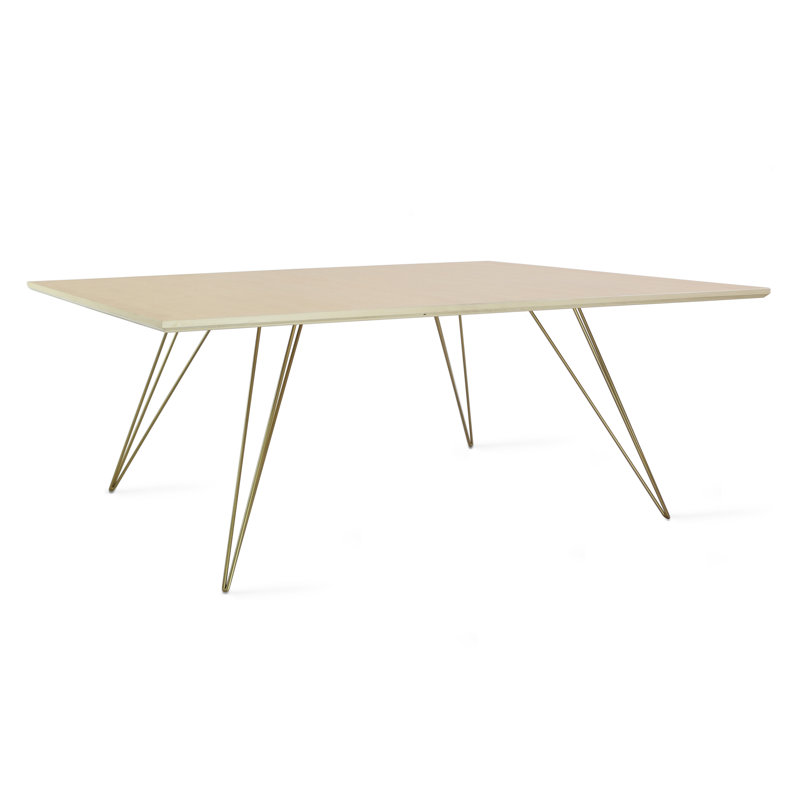 Williams Coffee Table, 18" H x 46" L x 40" W, Brassy Gold, Maple