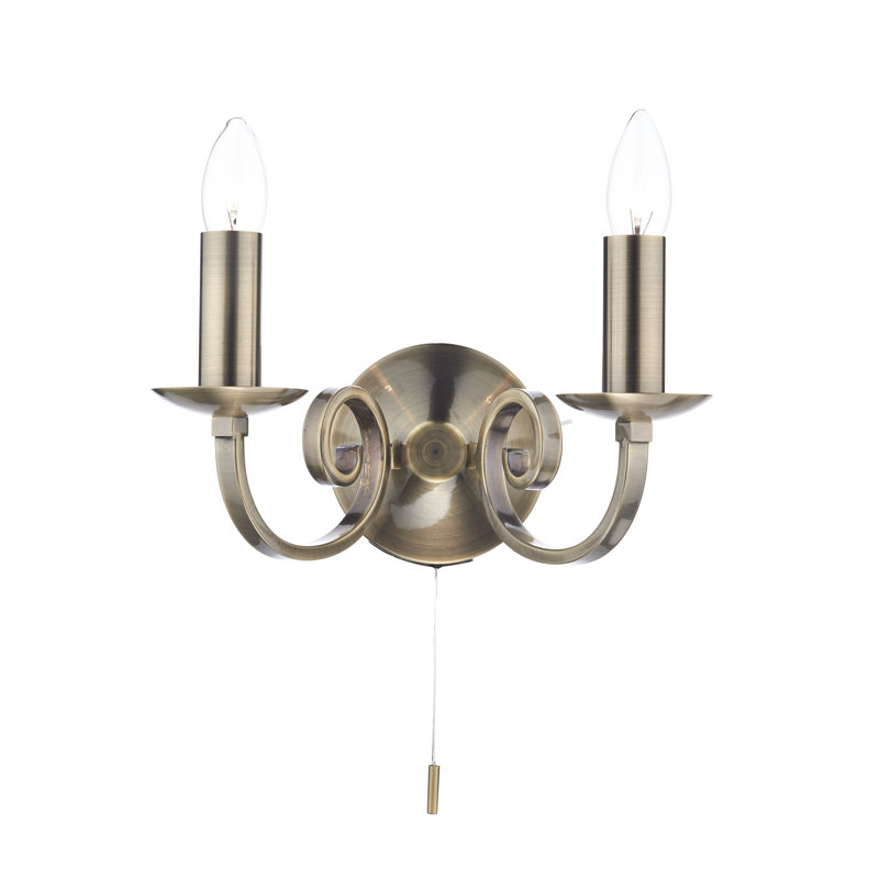 Ameche Candle Wall Light, Antique Brass