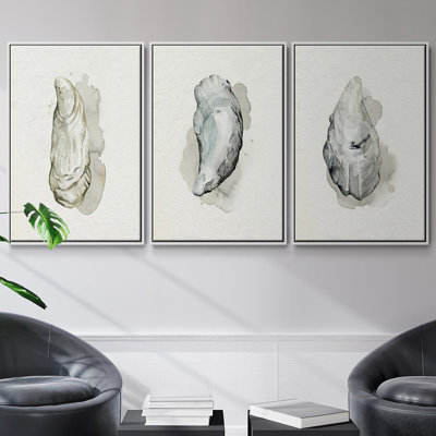 Oysters On The Bay I, ensemble de 3 toiles encadrées sur toile
