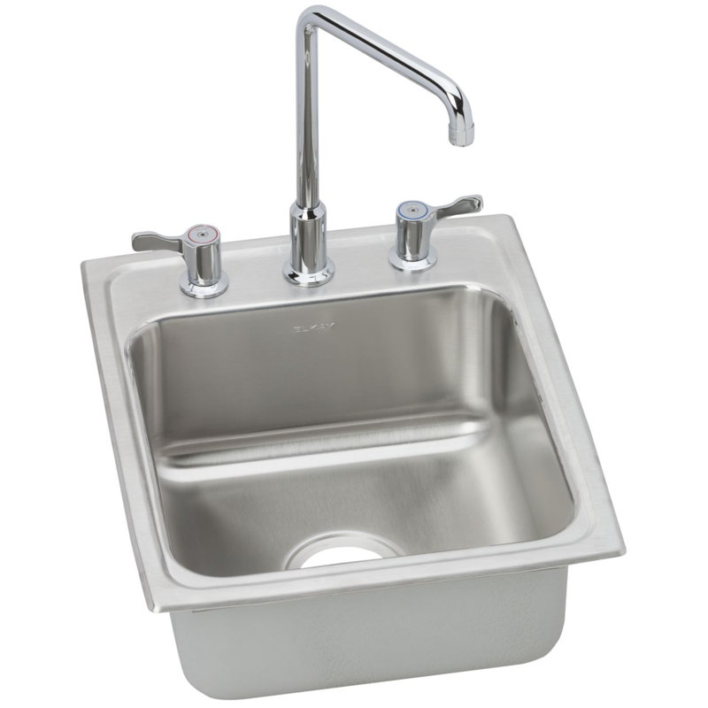 Évier de cuisine encastré avec robinet L 20 po x l 17 po Lustertone, Chrome, Robinet dissimulé à jeu central