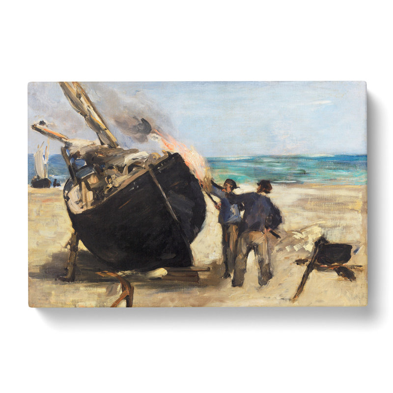 Tarring The Boat by Edouard Manet - Wrapped Canvas Painting, 35cm H x 50cm W x 3cm D