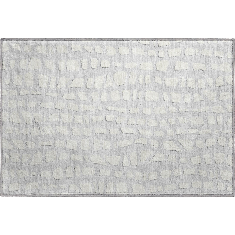 Premium Machine Washable Prisco Silver Rug, Rectangle 1'8" x 2'6"