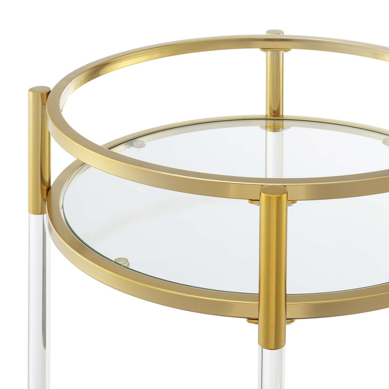Carolina Acrylic Round Glass Bar Cart