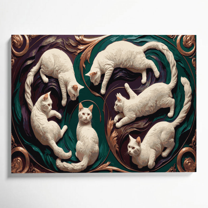 Cats American Curl, art mural sur toile noire, H 16 po x l 20 po
