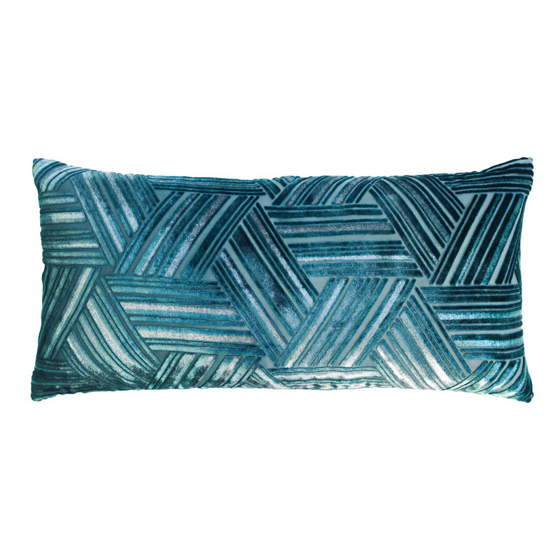 Entwined Velvet Pillow Cover & Insert, Pacific