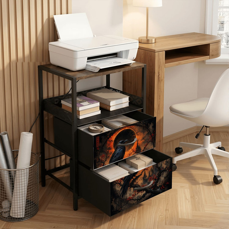 Table de chevet 2 tiroirs avec station de charge, table de chevet pour chambre avec ports USB et amp; Table de chevet noire Outlet