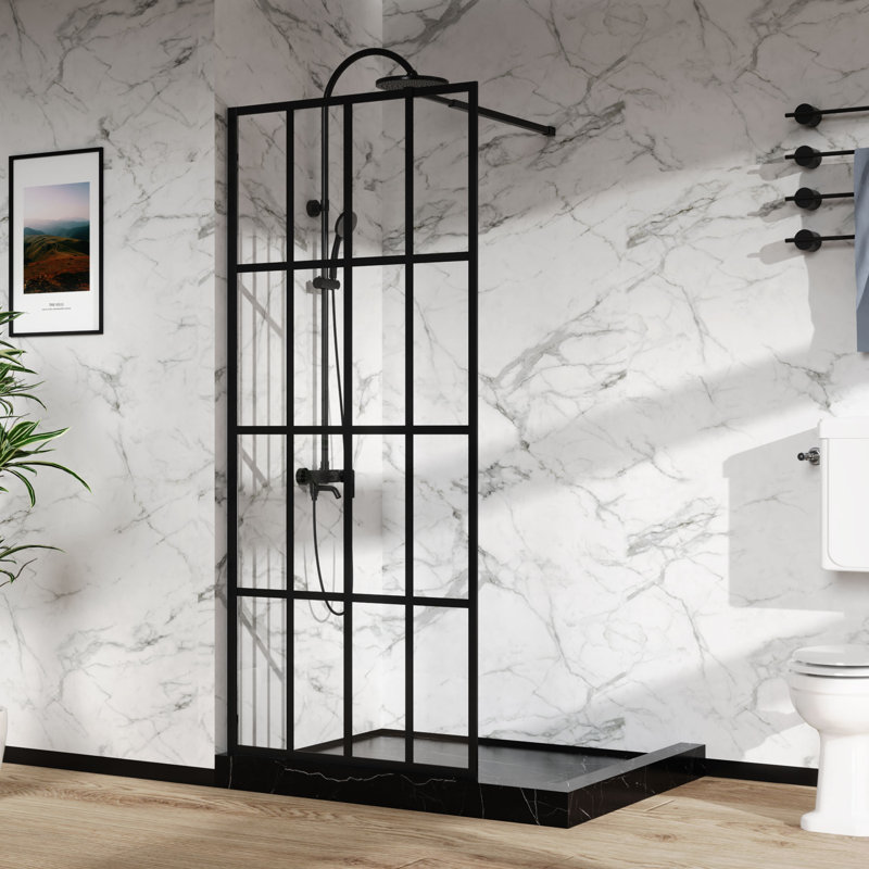 Porte de douche à panneau de verre fixe 34 "X 72", H 72 po x l 34 po