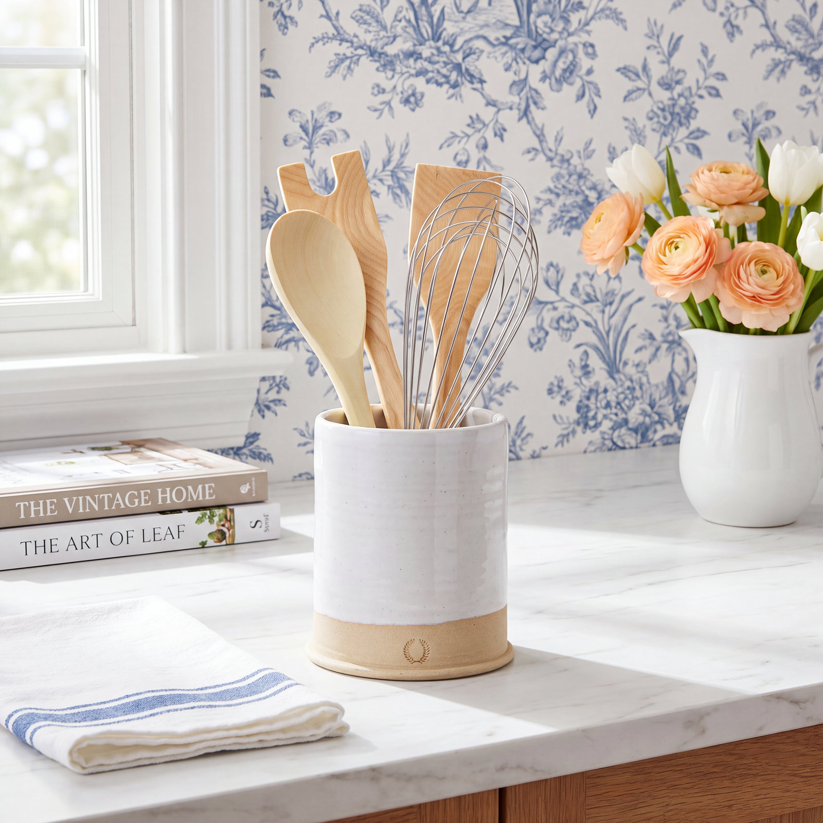 Countryman Ceramic / Porcelain Round Utensil Crock