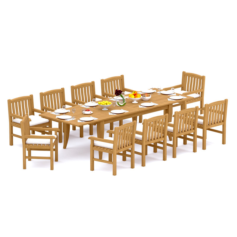 Devon Teak Wood Patio Dining Set with, 10