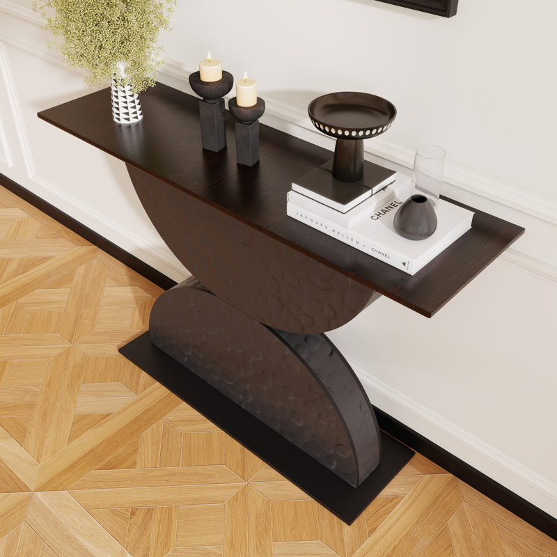 Console en bois de style moderne en forme de marteau 3D avec lumière DEL et demi-cercles