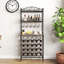 Support à vin, table de bar à vin industrielle, porte-bouteilles et porte-verres à 3 niveaux avec tablettes de rangement, organisateur de vin en métal et en bois pour la cuisine, la salle à manger et le salon