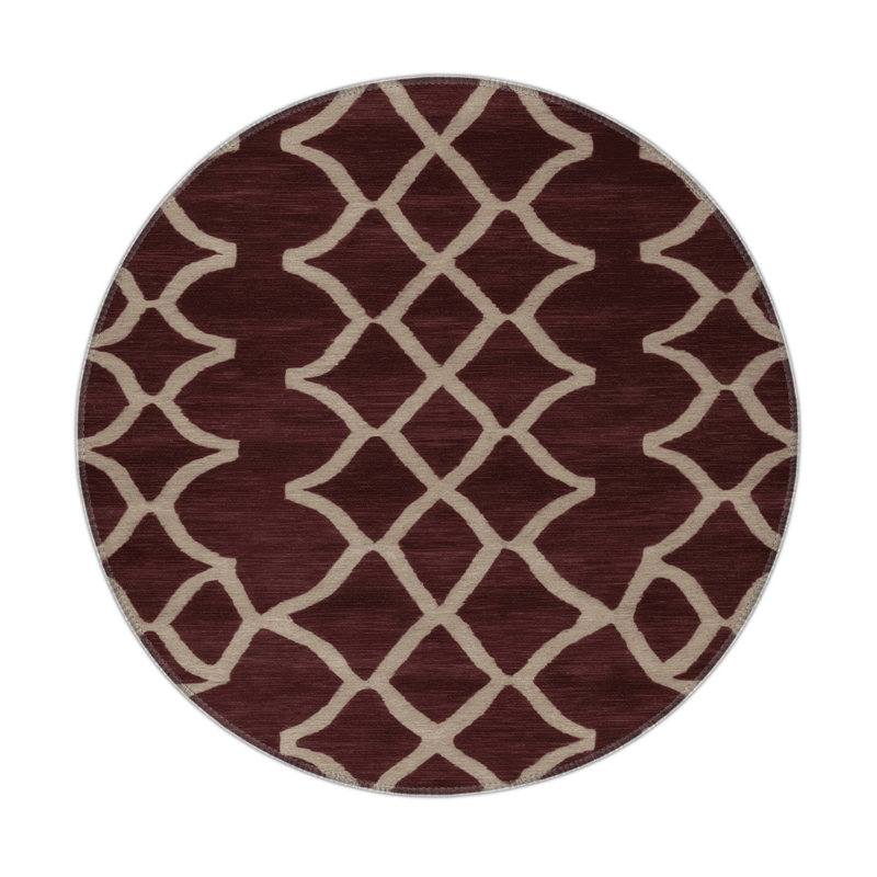 Tapis noir intérieur et extérieur Trellis, Rond 5 pi
