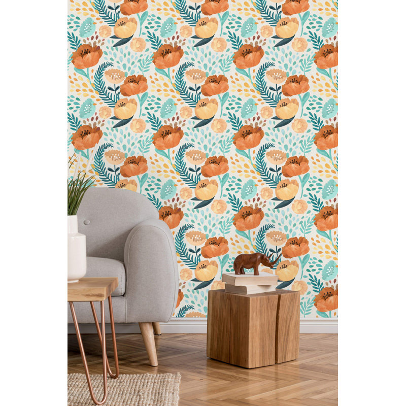 Rouleau de papier peint adhésif Avonlea Poppy, L 10,42 pi x l 25 po
