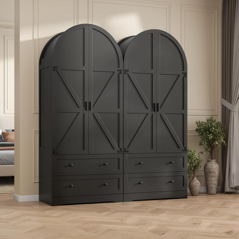 Armoire Wardrobe Closet, Matte Black