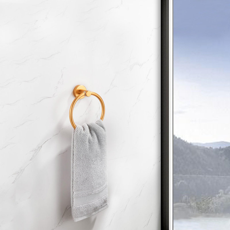 Corrosion and rust resistant wall mounted bathroom towel ring, Gold