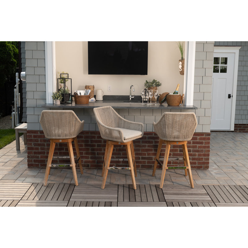 Dalton Outdoor Teak Swivel Bar Stool, Counter Stool (24” Seat Height)