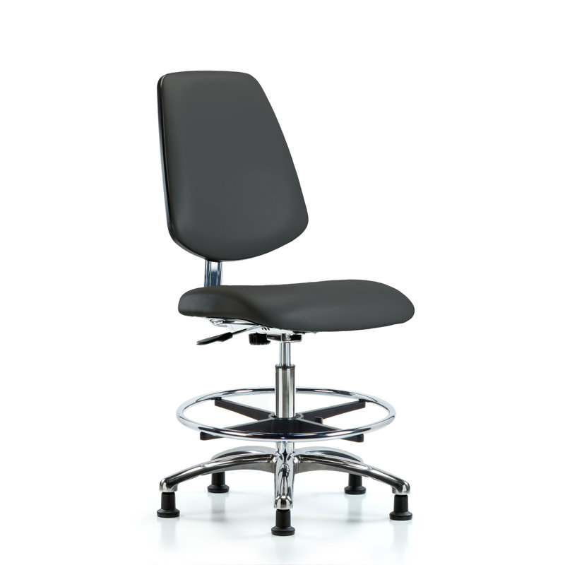 Anais Vinyl Drafting Chair, Casters, Charcoal