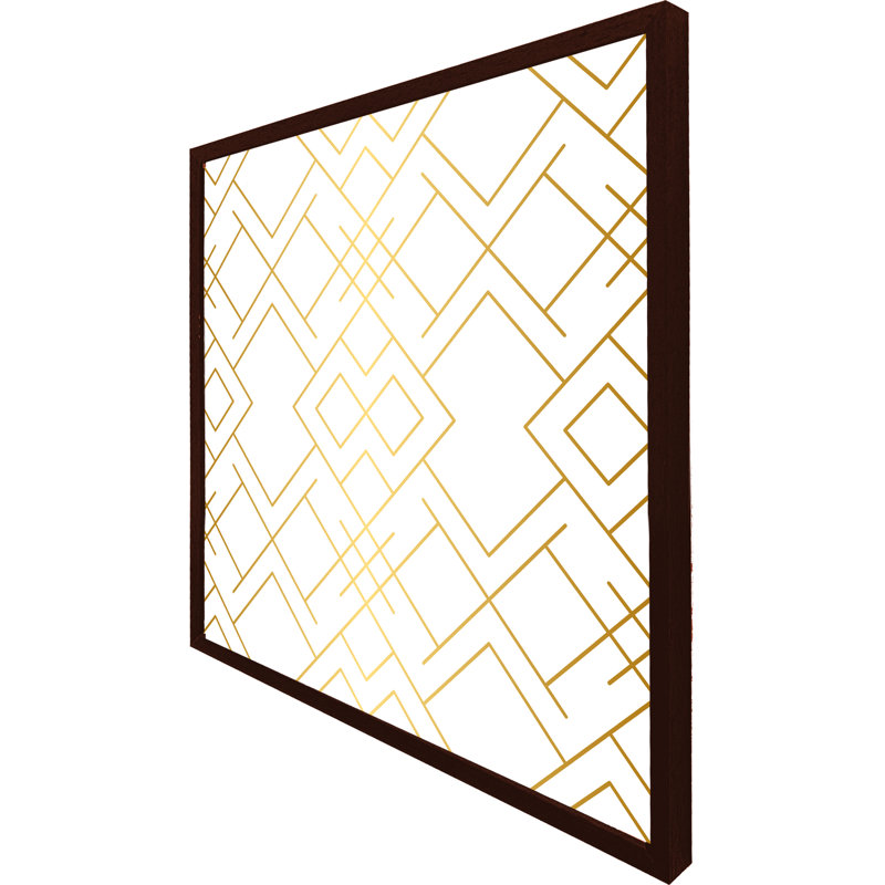 Truitts Golden Geo Pattern - Square Print, Black Framed, 31cm H x 31cm W x 4cm D