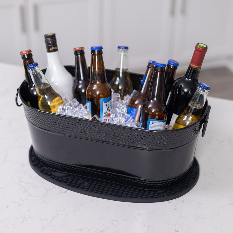 Malzie 2 Beverage Tubs with 2 Party Mats, Black