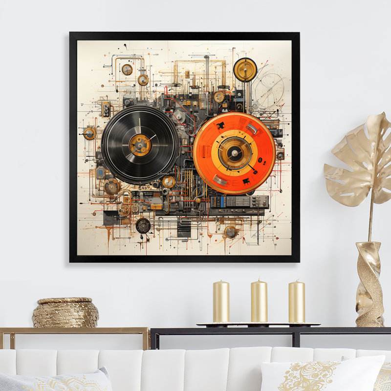 Schéma I sur toile, Cadre simple noir, H 16 po x l 16 po x P 1 po