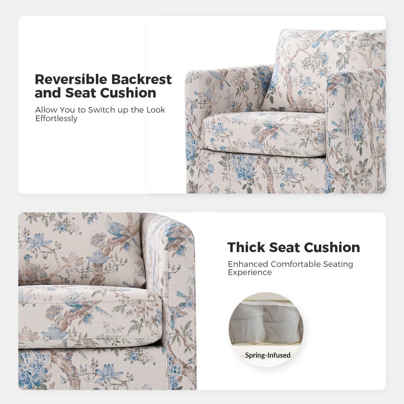 Fauteuil demi-tonneau pivotant avec revêtement Nicha, Mélange de polyester Brid