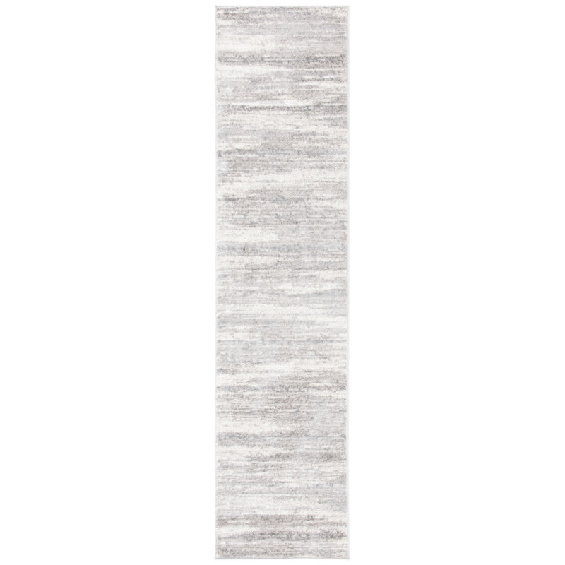 Tapis gris clair / ivoire Ashauntee, Tapis de couloir 2 pi 2 po x 9 pi