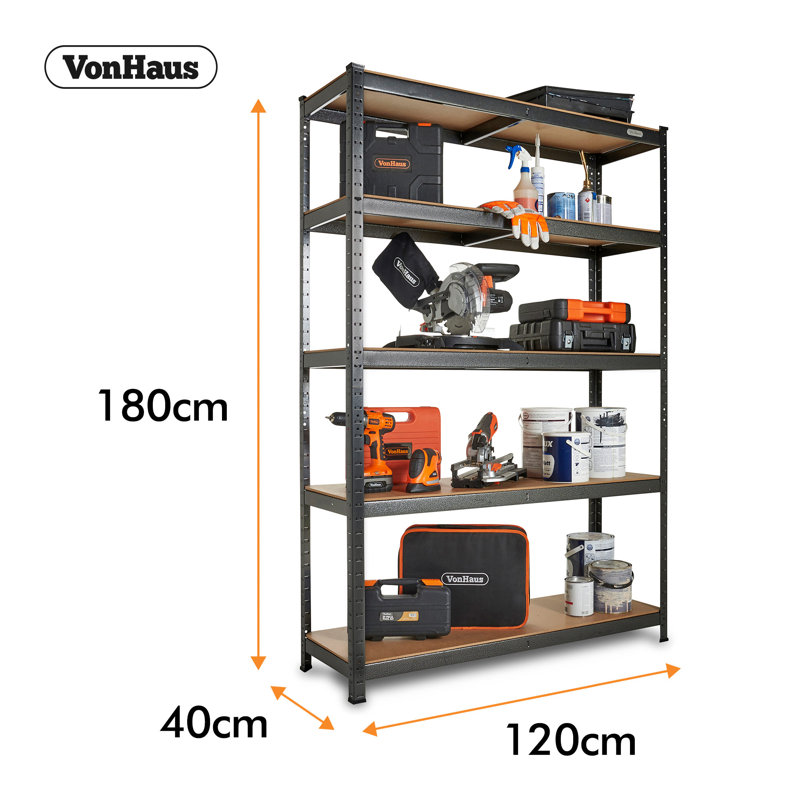 90cm W Metal Shelving Unit, 180cm H x 120cm W x 40cm D