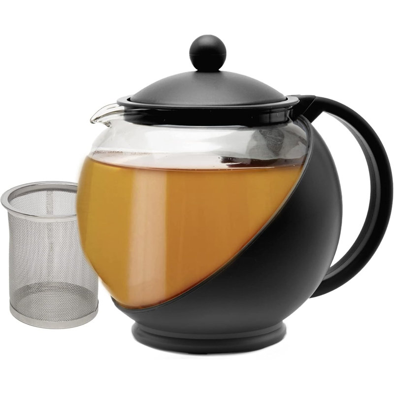 Théière demi-lune avec infuseur amovible Machine à thé en verre avec filtre réutilisable en acier inoxydable