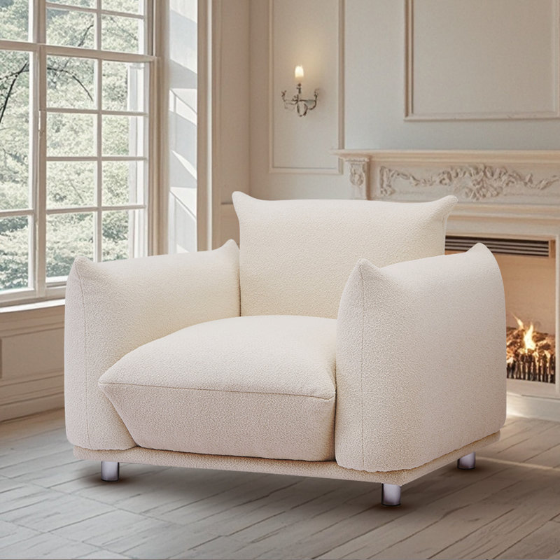 Tranay Accent Chair, Upholstered Single Chair for Home Bedroom Office, Beige Lambswool
