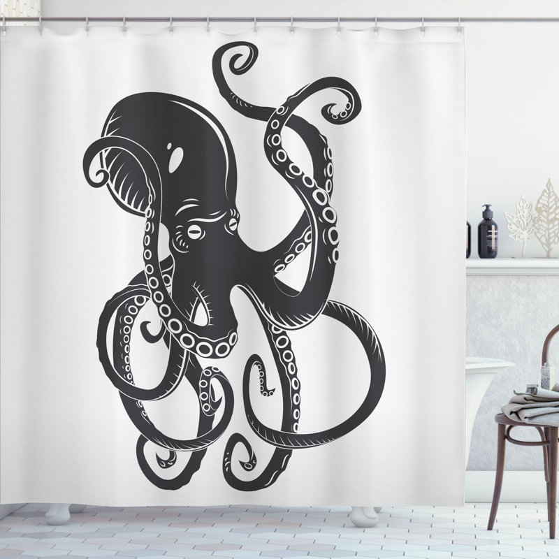 Shower Curtain with Hooks Included, 69" H x 105" W