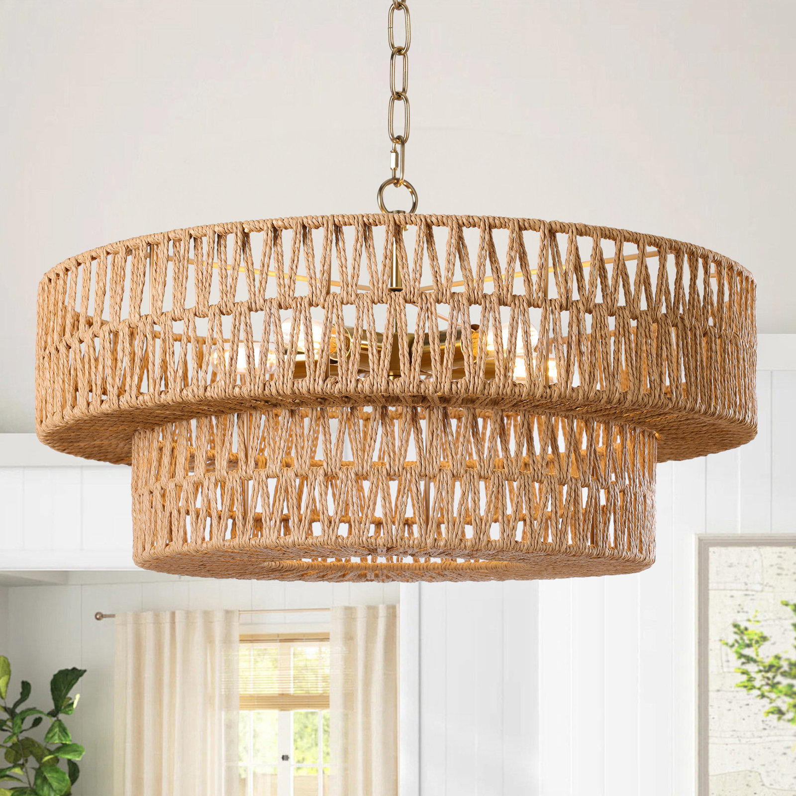 Caytlen Iron 5-Light Chandelier, Brushed Gold