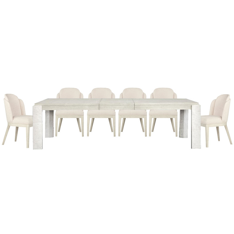 Extendable Rectangular Dining Table With 6 Host Chairs, 7 Pcs: Table, 6 Chairs