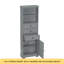 Grande armoire de rangement grise avec 3 tiroirs et tablettes réglables pour salle de bain, bureau, bureau et intérieur, panneau de fibres à densité moyenne avec finition peinte-128183067