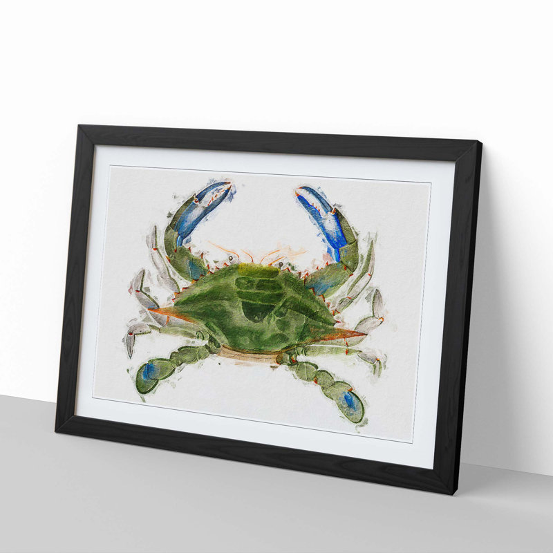 Green and Blue Crab by J.E. De Kay - Framed Print, 48cm H x 65cm W x 2cm D, Black Framed
