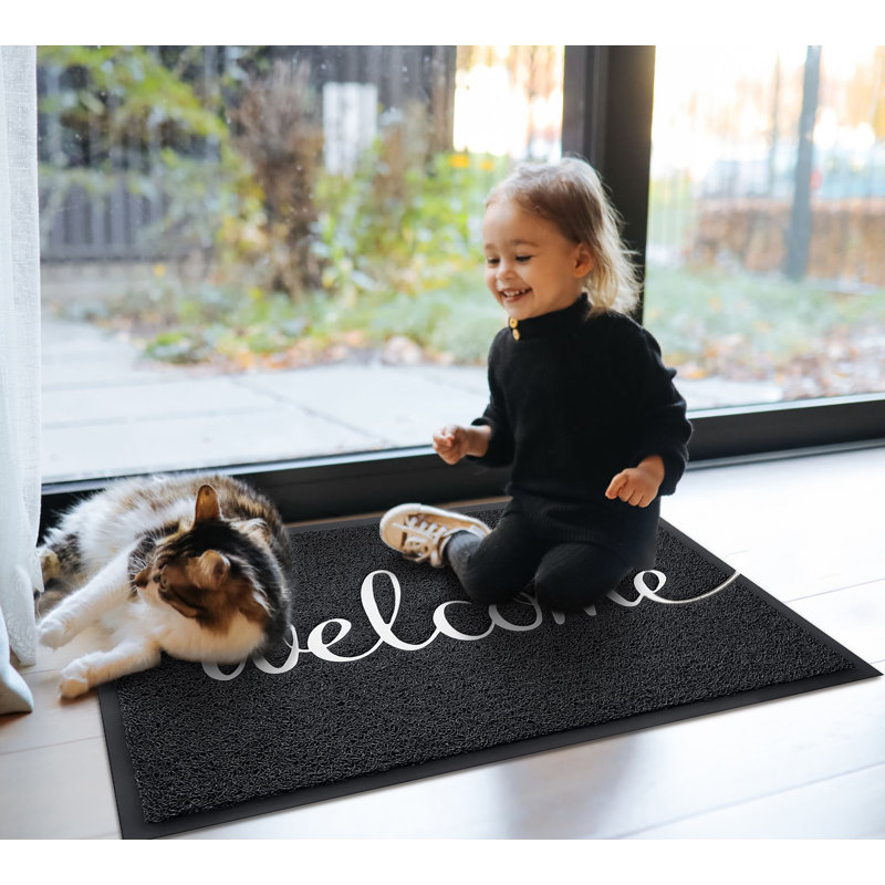 Paillasson antidérapant pour porte d'entrée Hello Welcome, L 17 po x L 30 po, Welcome