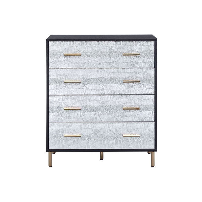 Commode avec finition noire, argentée et dorée pour la chambre à coucher