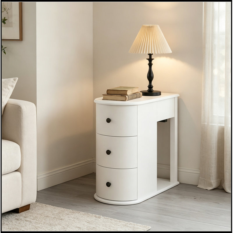 Fiorentino avec porte-gobelet dissimulé et 2 tiroirs de rangement, Blanc