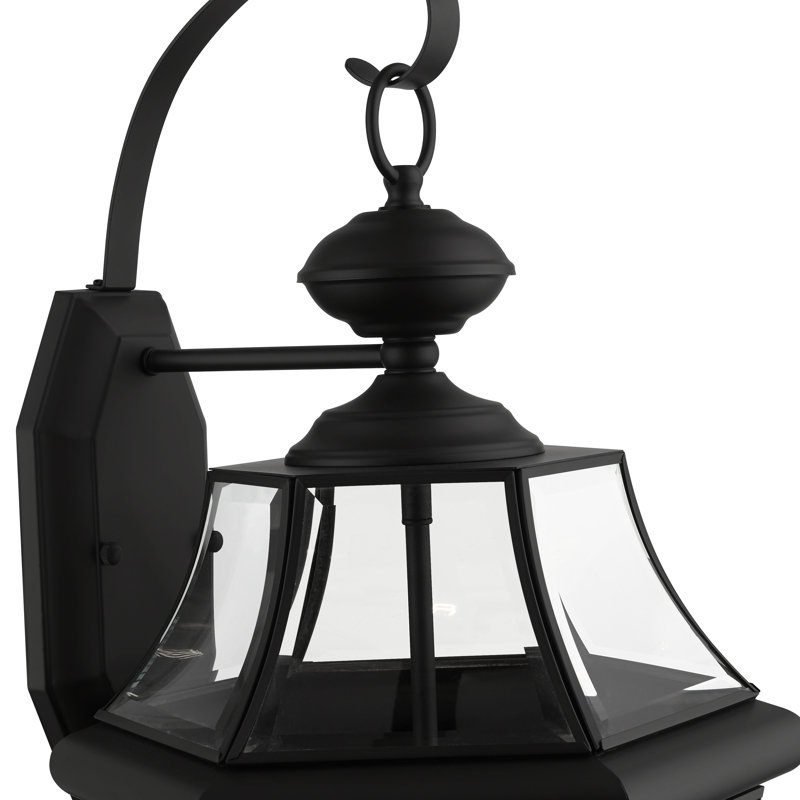 Creason Beveled Glass Outdoor Wall Lantern, Black