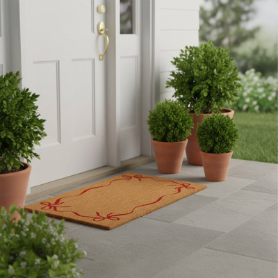 Red Sweet Bow Border Doormat, 30" x 48"