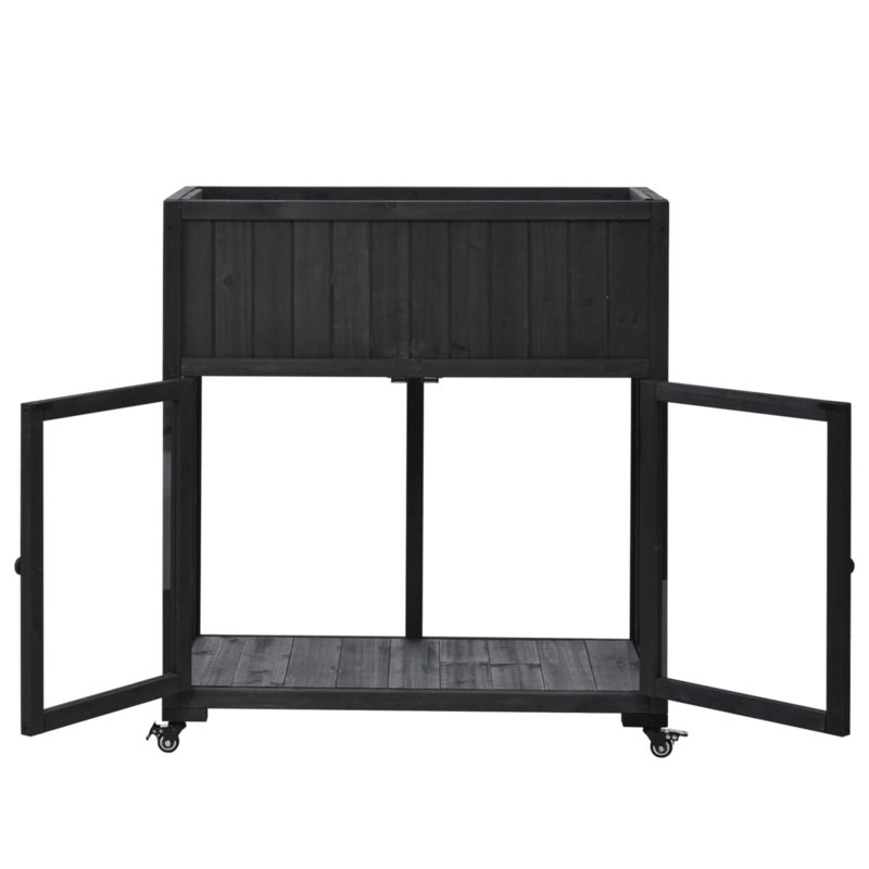 Patio 35.4''X17.7''X37.4'' Mini Wood Cold Frame, Black