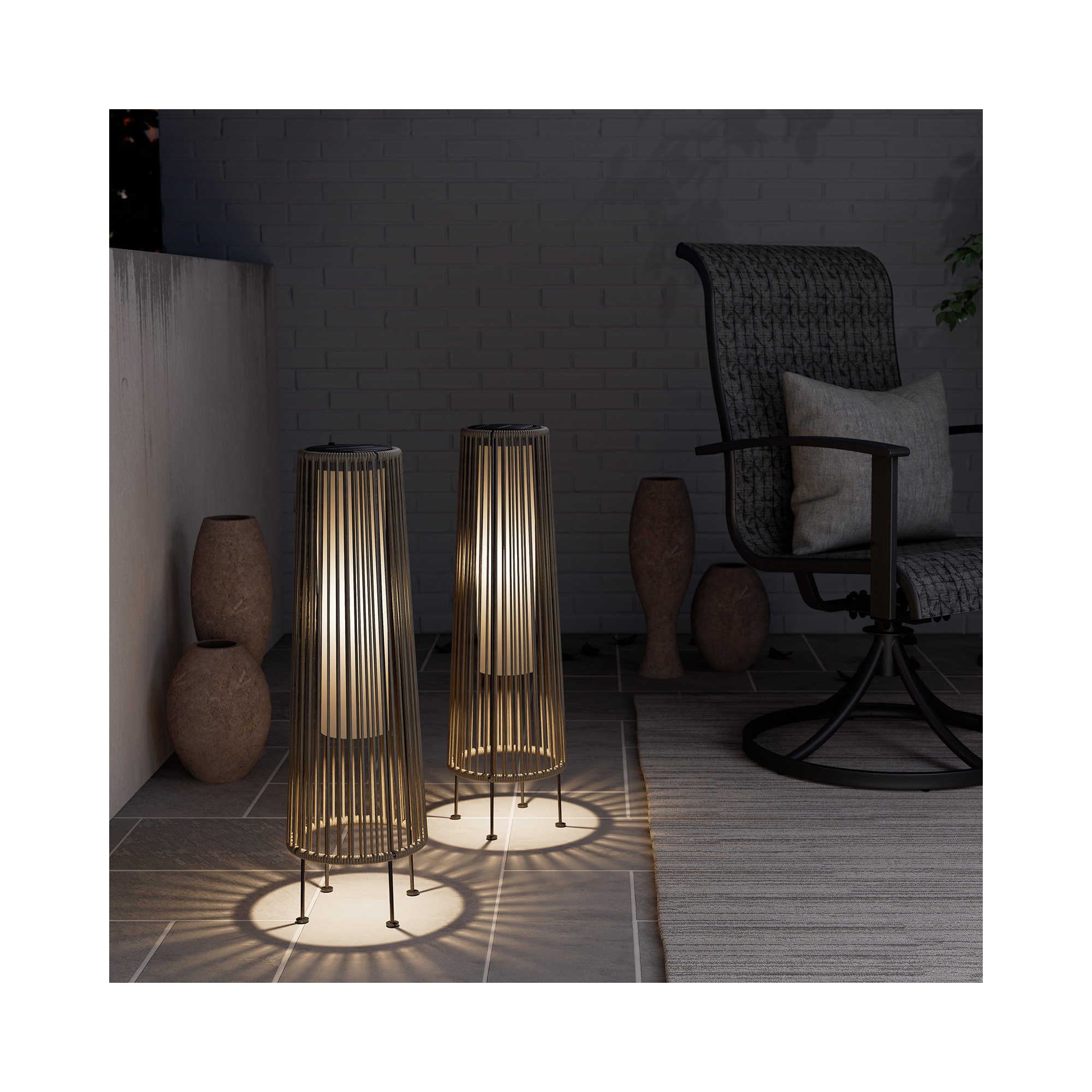 GORDES Floor Solar Light, Light Brown