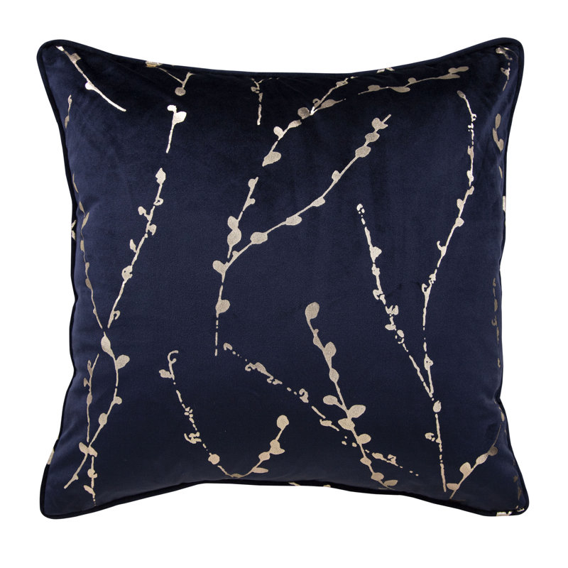 Floral Square Cushion, Navy