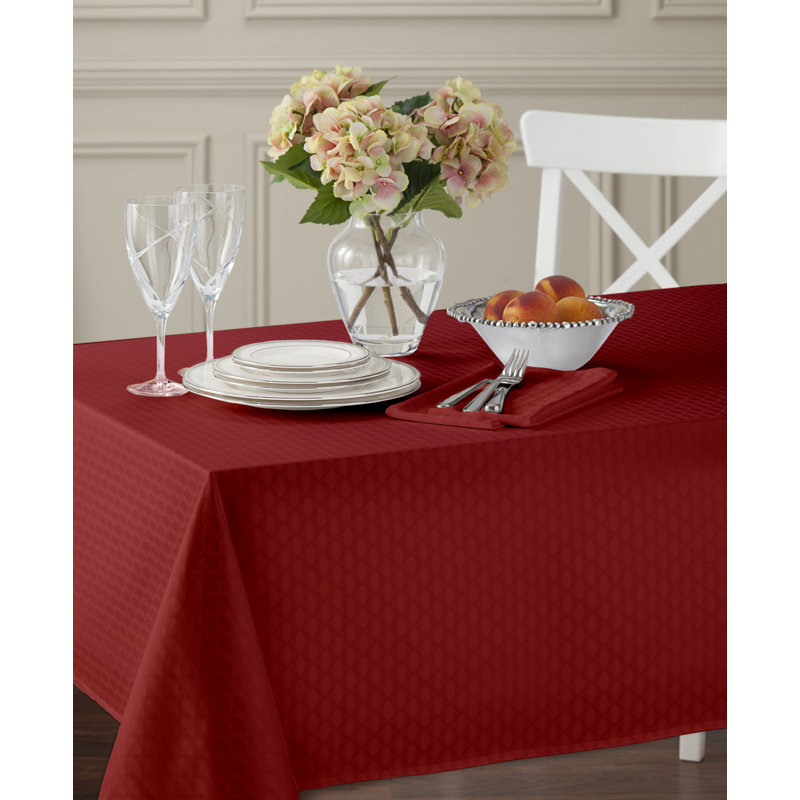Olivia Water-Repellent Tablecloth, 60" x 140" Rectangle, Red