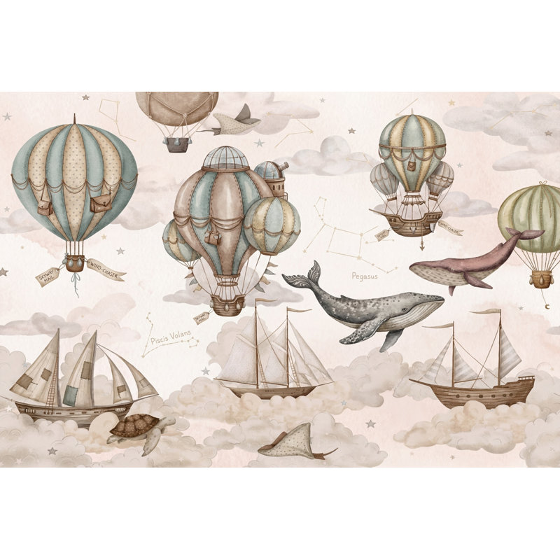 Papier peint montgolfière, Texturé non collé, 160 po x 108 po