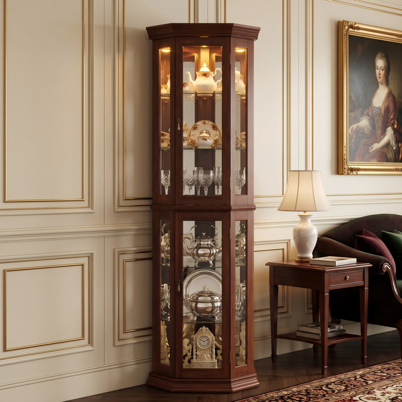 Vitrine de coin noire éclairée, Noir